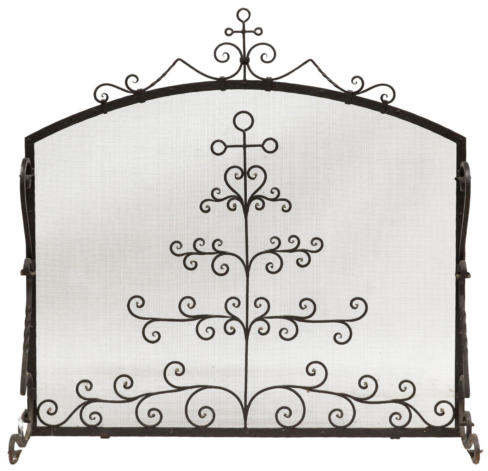 SOUTHWEST DATCHA RANCH WROUGHT IRON & MESH FIRE SCREEN (1 of 9)