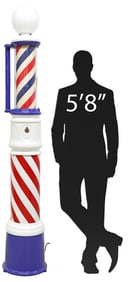 1940s PAIDAR CO. PORCELAIN ENAMELED ELECTRIC BARBER POLE, 90.5"H