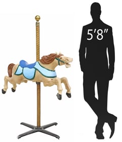 DECORATIVE POLYCHROME PAINTED JUMPER CAROUSEL HORSE