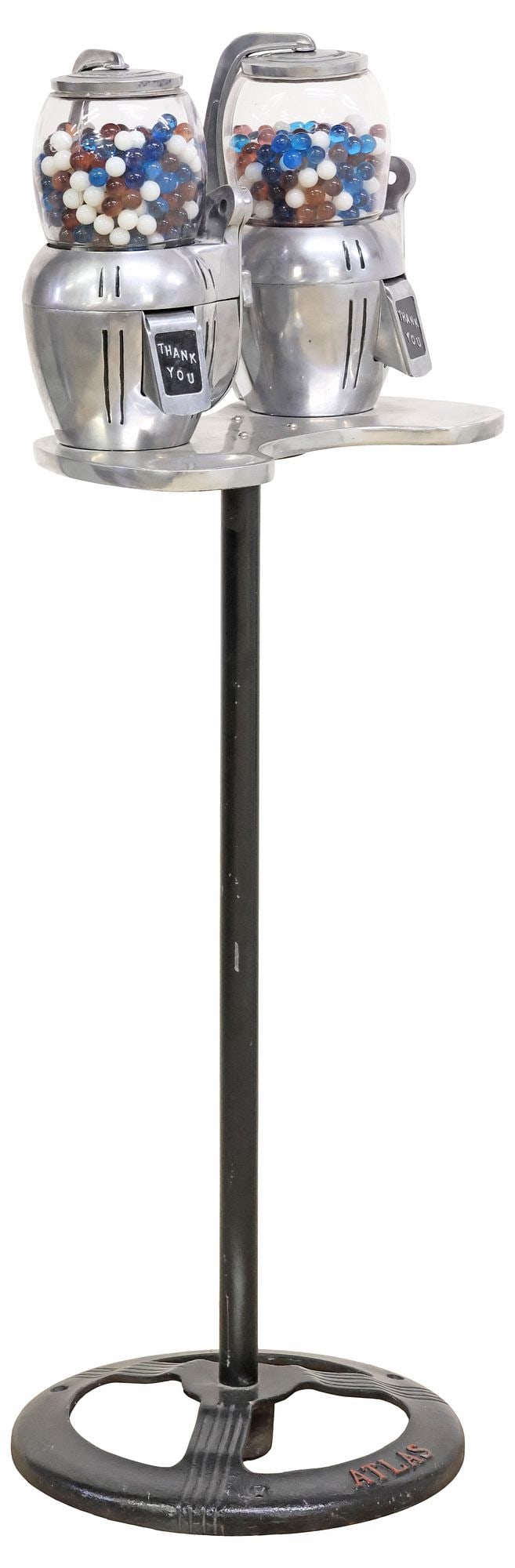 ATLAS BANTHAM STANDING TWO-GLOBE CANDY DISPENSER, 1950s (1 of 5)