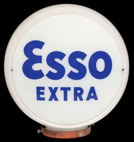 VINTAGE 'ESSO EXTRA' MILK GLASS GAS PUMP GLOBE, 15"DIAM