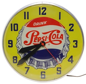 VINTAGE SWIHART PEPSI-COLA ADVERTISEMENT ILLUMINATED WALL CLOCK