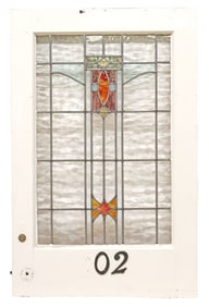 ENGLISH ARCHITECTURAL STAINED & LEADED GLASS PARTIAL DUTCH DOOR