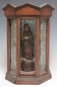 RELIGIOUS CARVED WOOD LA VIRGEN DE GUADALUPE NICHO/CAPILLA CABINET