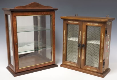 (2) ITALIAN WALL-MOUNTED OR TABLETOP DISPLAY CABINETS