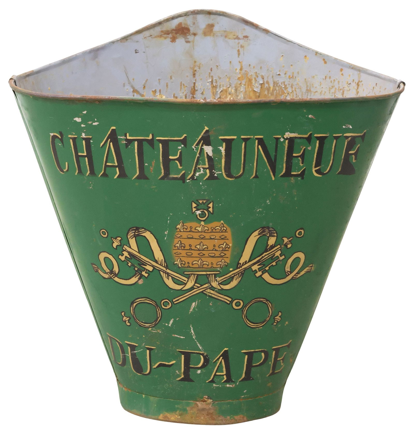 FRENCH VINEYARD PAINTED METAL GRAPE PICKER'S HOTTE / HOD (1 of 4)