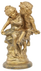 AFTER AUGUSTE MOREAU GILT-PAINTED CAST PLASTER FIGURAL SCULPTURE