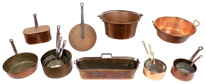 (16) FRENCH COPPER SAUCEPANS & OTHER KITCHENWARE