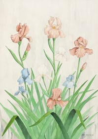 LARRY STEGALL (20TH C.) IRIS FLOWERS WATERCOLOR PAINTING
