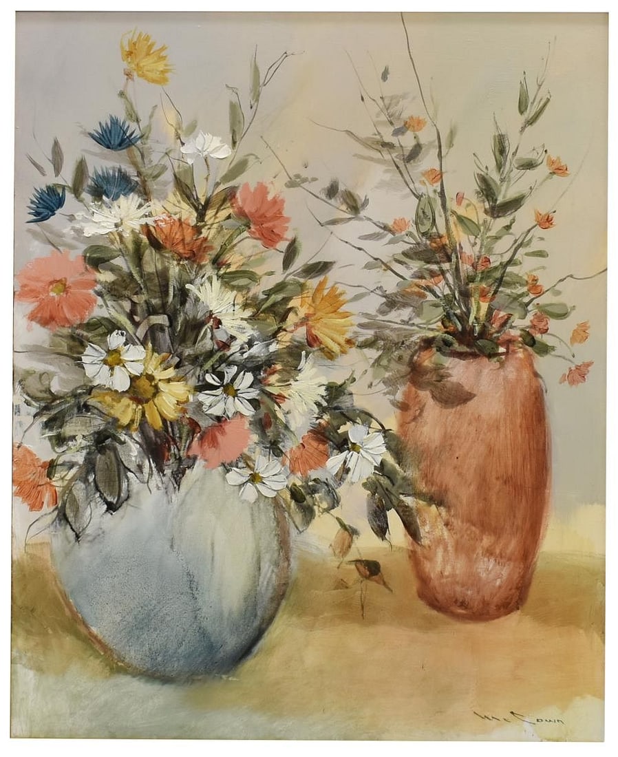 WALTER McCOWN (TX, 1932-1994) STILL LIFE PAINTING WILD FLOWERS (1 of 4)