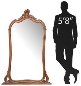 ITALIAN LOUIS XV STYLE CARVED WALNUT BEVELED MIRROR, 63.5" x 43.5"