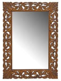 BAROQUE STYLE CARVED WALNUT RECTANGULAR WALL MIRROR