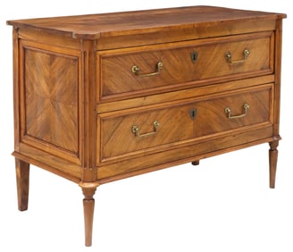 FRENCH LOUIS XVI STYLE MATCHED VENEER WALNUT COMMODE