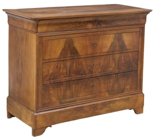 FRENCH LOUIS PHILIPPE FIGURED WALNUT COMMODE