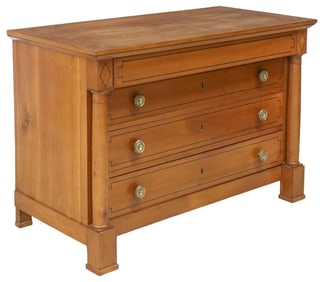 FRENCH EMPIRE STYLE INLAID FRUITWOOD COMMODE, 19TH C.