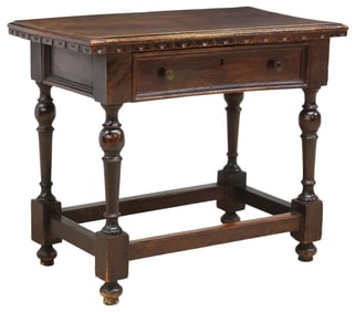ENGLISH JACOBEAN STYLE CARVED WALNUT LOWBOY / HALL TABLE