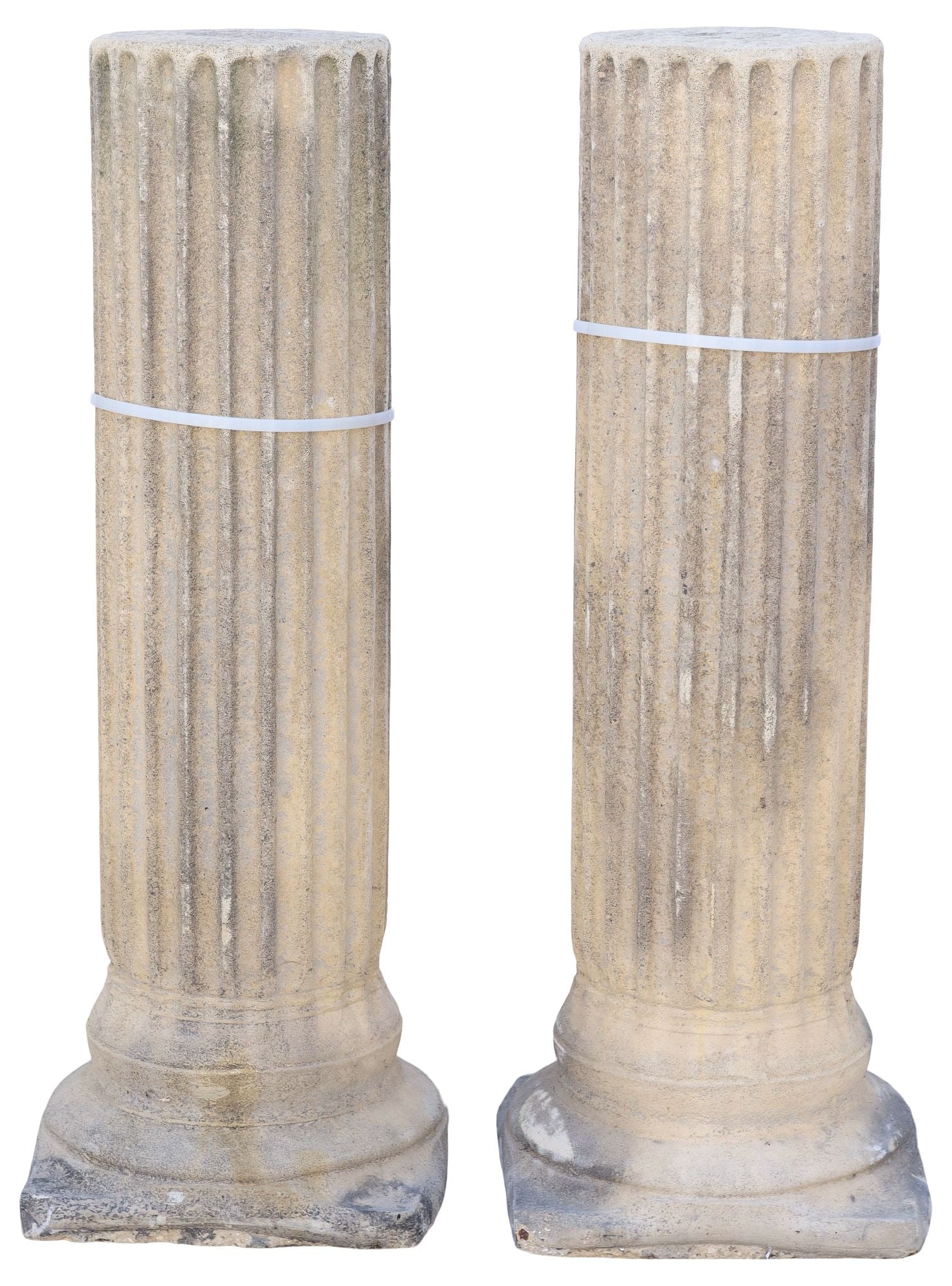 (2) CAST STONE FLUTED COLUMNAR GARDEN PEDESTALS, 35.5"H (1 of 3)