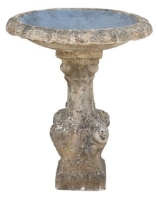 CAST STONE GARDEN BIRD BATH, 31"H