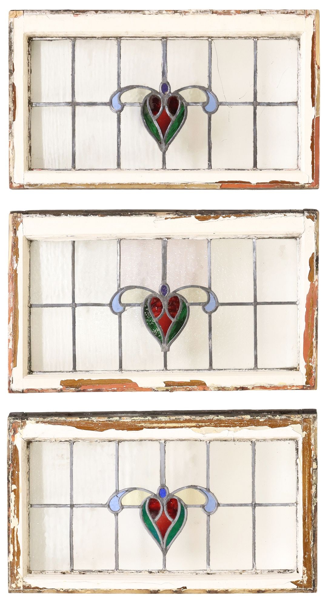 (3) ENGLISH ARCHITECTURAL STAINED & LEADED GLASS WINDOWS (1 of 2)