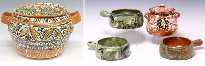 (5) MEXICO HAND-PAINTED POTTERY SERVICE & TABLEWARE