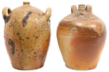 (2) FRENCH PROVINICAL STONEWARE OIL JUGS
