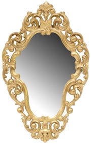 ITALIAN ROCOCO STYLE CARTOUCHE-FORM WALL MIRROR, 32"H