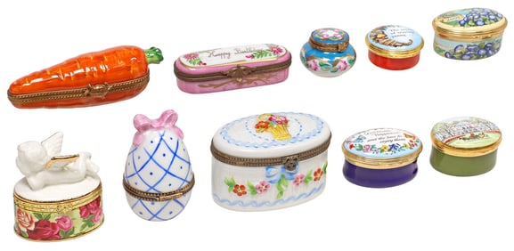 (10) ENGLISH ENAMEL & FRENCH LIMOGES TRINKET BOXES