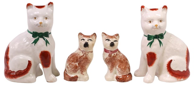 (4) ENGLISH STAFFORDSHIRE MANTEL CATS
