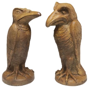 (2) LARGE CAST STONE GARDEN SCULPTURES MARTIN BROTHERS STYLE BIRDS