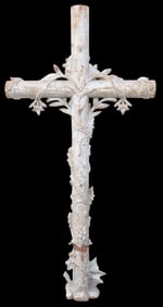 FRENCH FAUX BOIS CAST IRON CROSS, 19TH C.