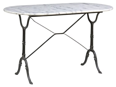 FRENCH MARBLE-TOP PAINTED CAST IRON BISTRO TABLE