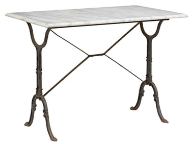 FRENCH MARBLE-TOP CAST IRON BISTRO TABLE