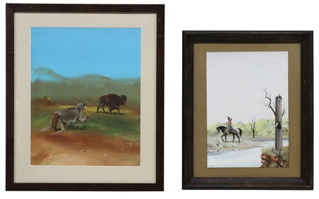 (2) WHITE BUFFALO (KIOWA, 1933-1984) NATIVE AMERICAN PAINTINGS