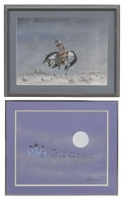 (2) NATIVE AMERICAN PAINTINGS, EDMOND JOSHUA JR. (1936-2005) & P. SHORTY