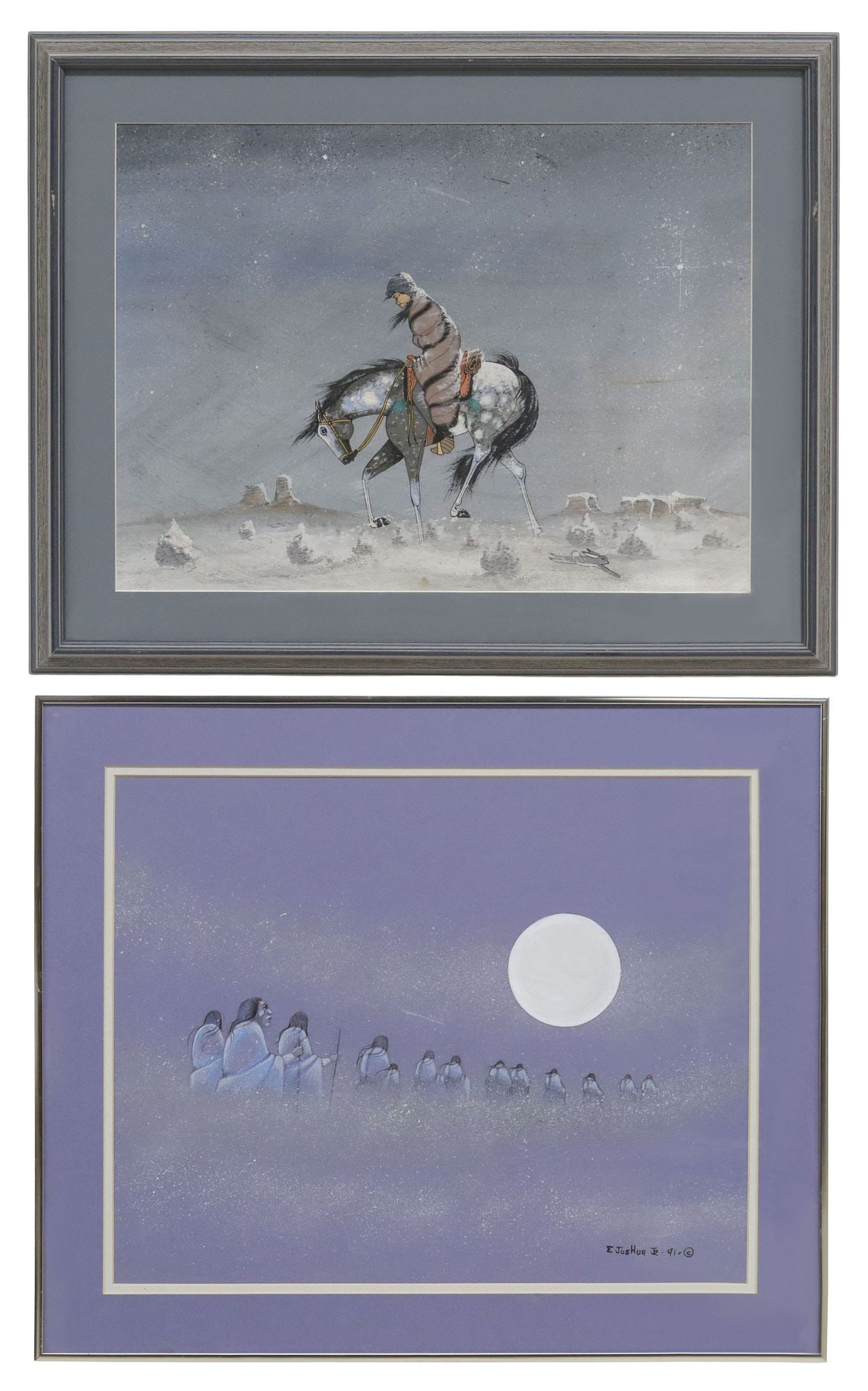 (2) NATIVE AMERICAN PAINTINGS, EDMOND JOSHUA JR. (1936-2005) & P. SHORTY (1 of 6)
