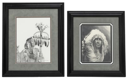 (2) AVIS RIDER (20THC) DRAWINGS OF NATIVE AMERICAN ELDERS