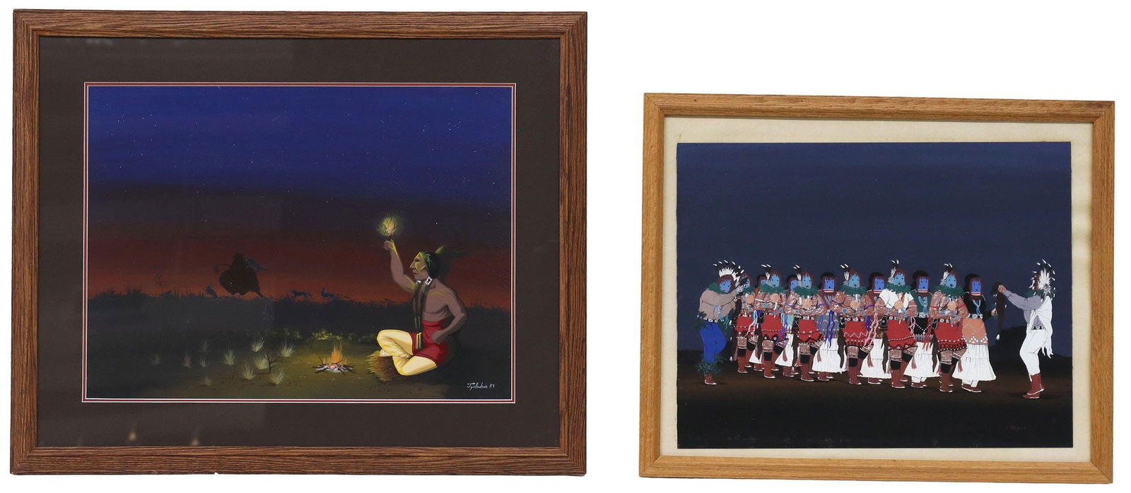 (2) NATIVE AMERICAN PAINTINGS, LEWIS BROWN & JEFF YELLOWHAIR (1 of 6)
