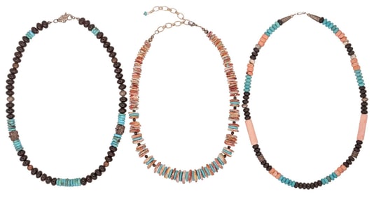 (3) SOUTHWEST STYLE MULTISTONE BEADED NECKLACES