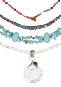 (4) SOUTHWEST STYLE MULTI-STONE BEADED NECKLACES, 2 STERLING SILVER