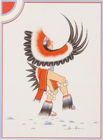 LARRY BIG BOW (1935-2007) EAGLE DANCER PAINTING