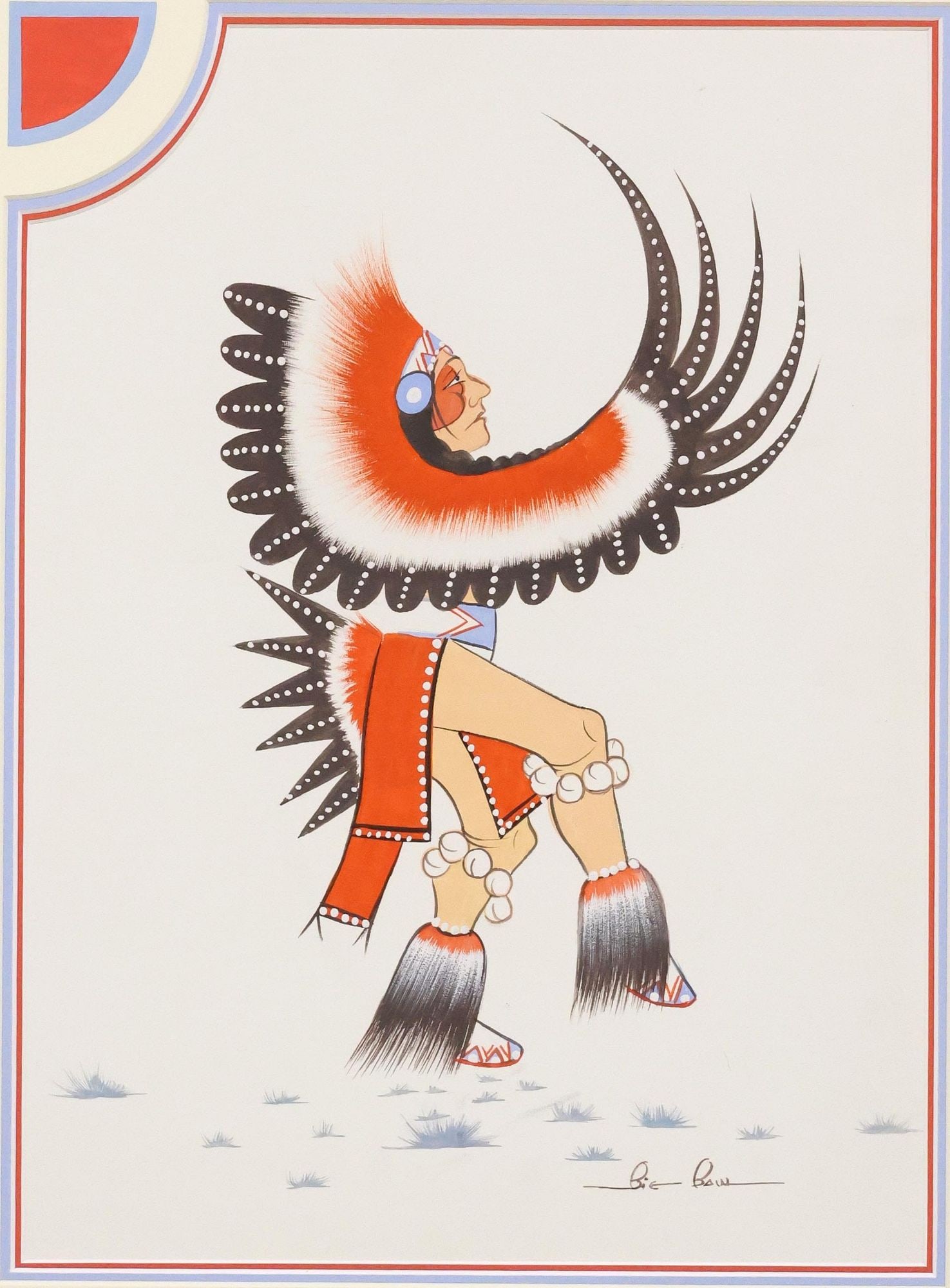 LARRY BIG BOW (1935-2007) EAGLE DANCER PAINTING (1 of 4)