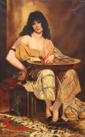 LARGE AFTER HENRI REGNAULT (1843-1871) ORIENTALIST PORTRAIT 'SALOME,' 40.25" X 20.25"