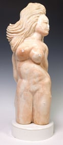 BETTY FLAUM (1898-1983) CARVED MARBLE SCULPTURE, ABSTRACT FEMALE NUDE