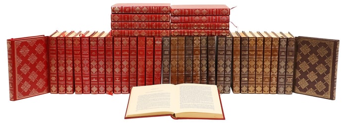 (43) FRENCH EDITIONS ROMBALDI LEATHER-BOUND LIBRARY SHELF BOOKS