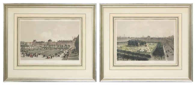 (2) FRAMED HAND-COLORED LITHOGRAPHED PLATES OF PARIS