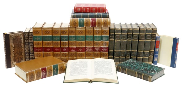 (29) FRENCH LEATHER-BOUND LIBRARY SHELF BOOKS, HISTORY & LAW