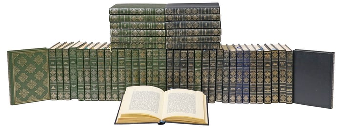 (51) FRENCH EDITIONS ROMBALDI LEATHER-BOUND LIBRARY SHELF BOOKS