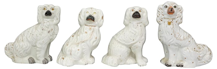 (4) ENGLISH VICTORIAN STAFFORDSHIRE MANTEL DOGS