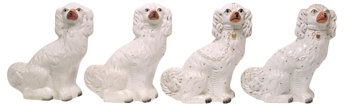 (4) ENGLISH VICTORIAN STAFFORDSHIRE MANTEL DOGS