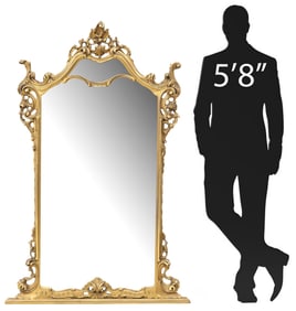 ITALIAN LOUIS XV STYLE GILTWOOD SCROLLED MIRROR